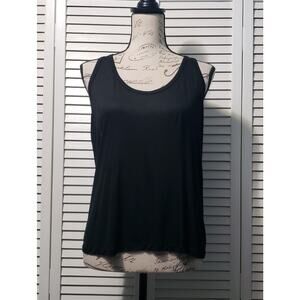 Theory 38 Lightweight Tank Top‎ Women's Large Black Scoop Neck Semi-Sheer Rayon